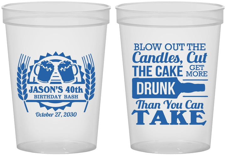 Custom Birthday 16 oz Translucent Cups - 40th | 20103