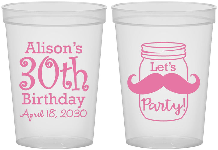 Custom Birthday 16 oz Translucent Cups - 30th | 20104