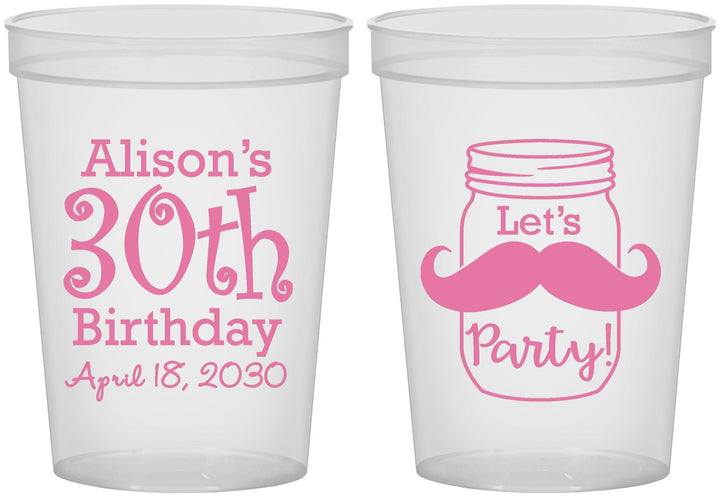 Custom Birthday 16 oz Translucent Cups - 30th | 20104