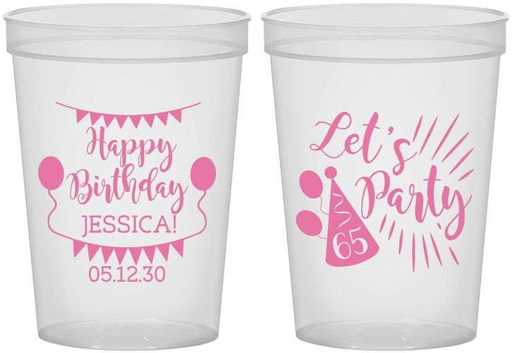 Custom Birthday 16 oz Translucent Cups - 65th | 20105