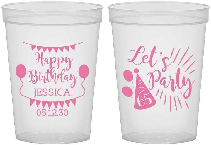 Custom Birthday 16 oz Translucent Cups - 65th | 20105
