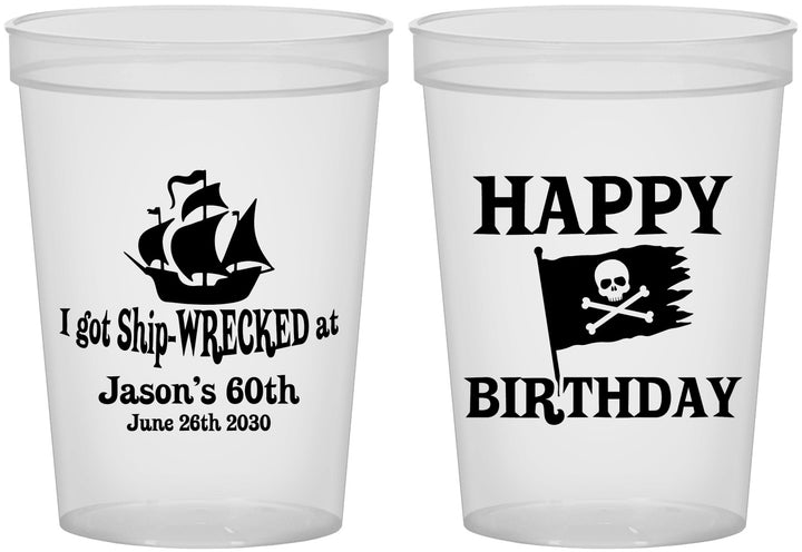 Custom Birthday 16 oz Translucent Cups - 60th Pirate | 20106
