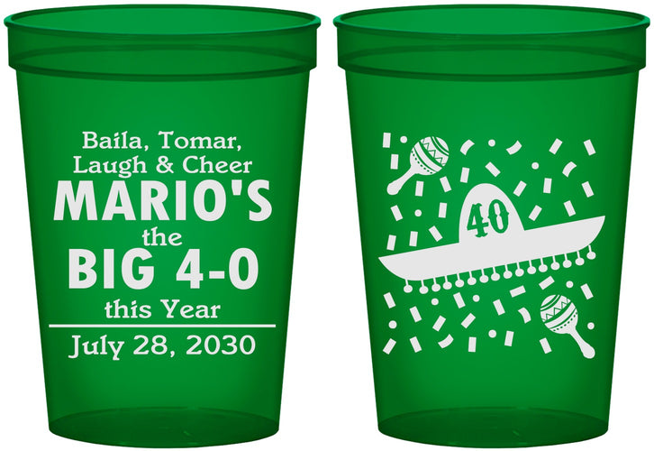 Custom Birthday 16 oz Translucent Cups - 40th Mexico | 20109