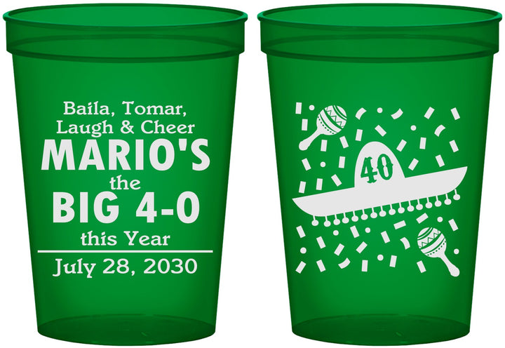 Custom Birthday 16 oz Translucent Cups - 40th Mexico | 20109