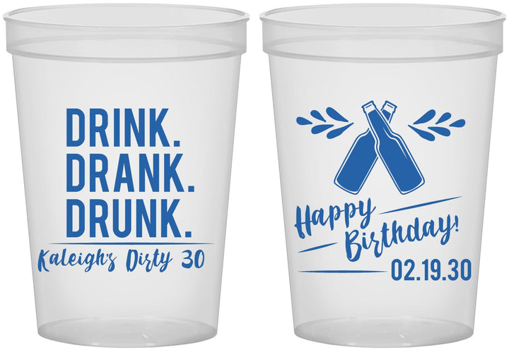 Custom Birthday 16 oz Translucent Cups - 30th Dirty | 20110