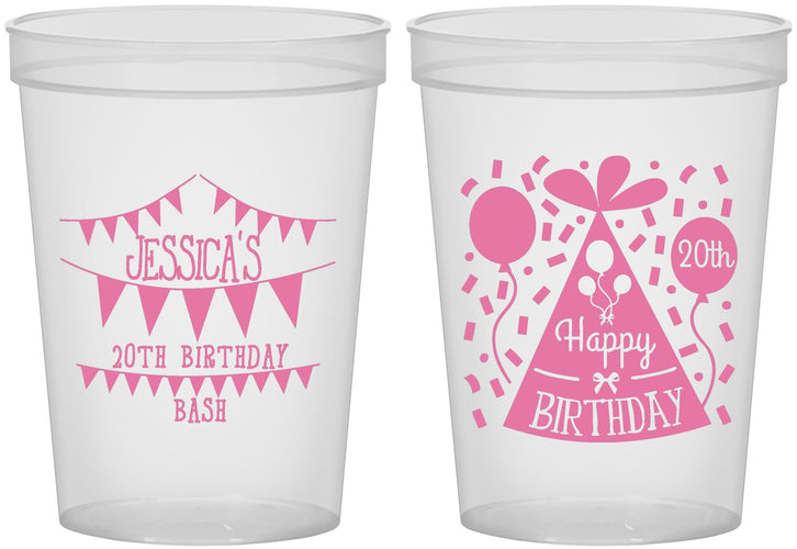 Custom Birthday 16 oz Translucent Cups - 20th | 20113