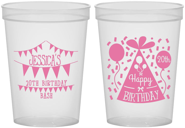 Custom Birthday 16 oz Translucent Cups - 20th | 20113