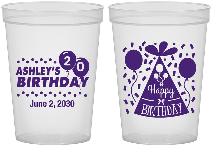 Custom Birthday 16 oz Translucent Cups - 20th | 20114