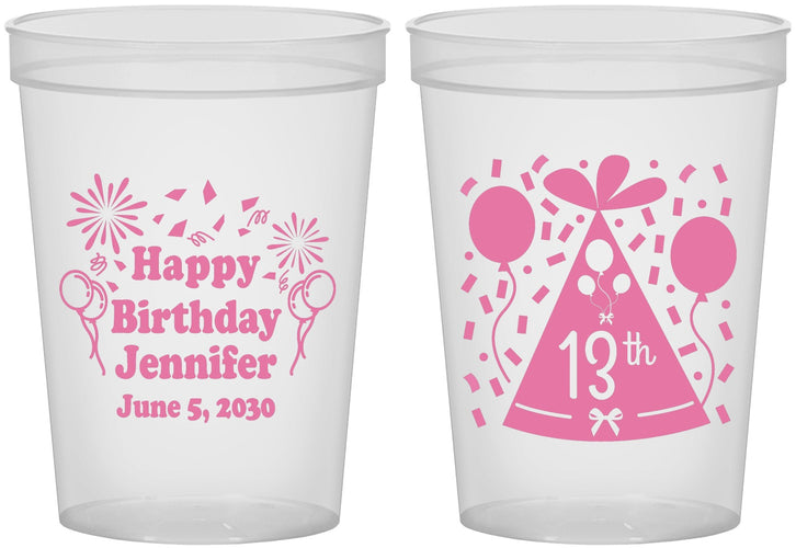 Custom Birthday 16 oz Translucent Cups - 13th | 20116