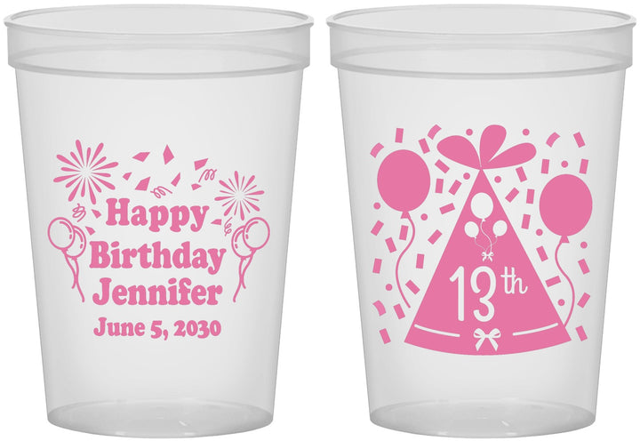 Custom Birthday 16 oz Translucent Cups - 13th | 20116