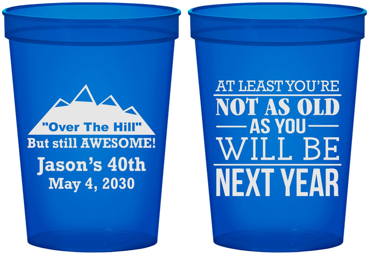 Custom Birthday 16 oz Translucent Cups - 40th Over The Hill | 20121