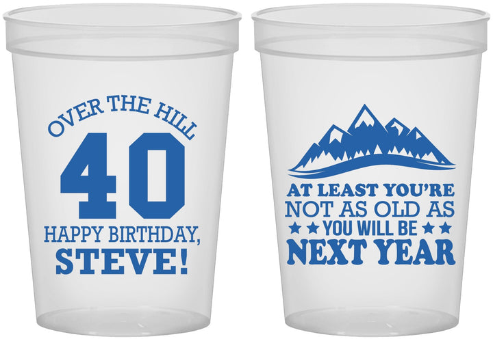 Custom Birthday 16 oz Translucent Cups - 40th Over The Hill | 20123