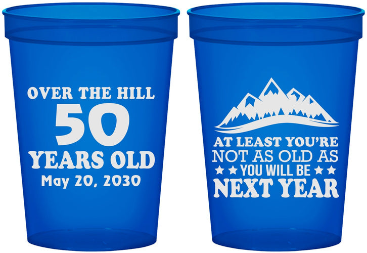Custom Birthday 16 oz Translucent Cups - 50th Over The Hill | 20124