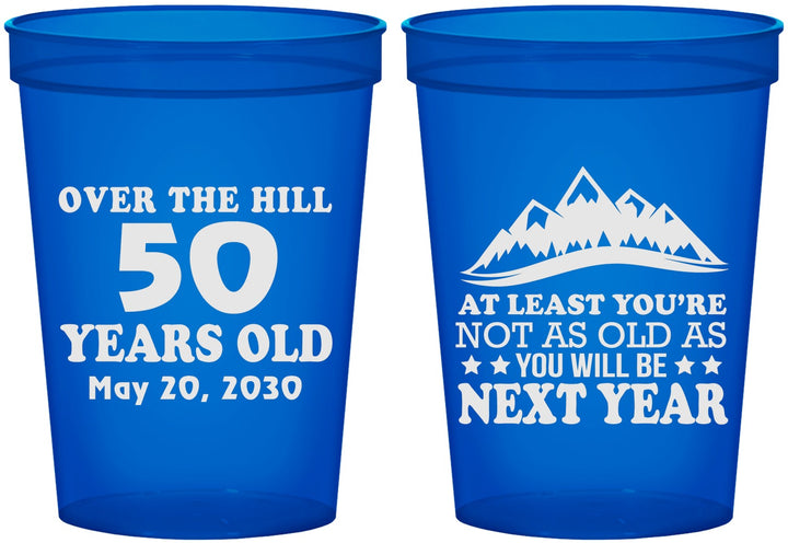 Custom Birthday 16 oz Translucent Cups - 50th Over The Hill | 20124