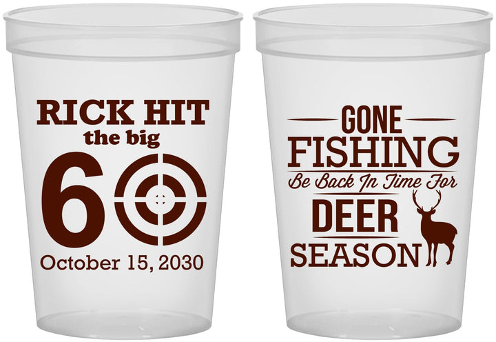 Custom Birthday 16 oz Translucent Cups - 60th Gone Fishing | 20126