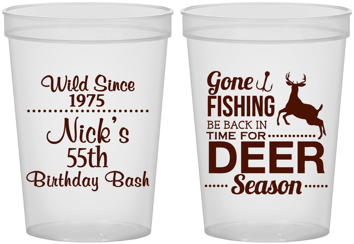 Custom Birthday 16 oz Translucent Cups - 55th Gone Fishing | 20128