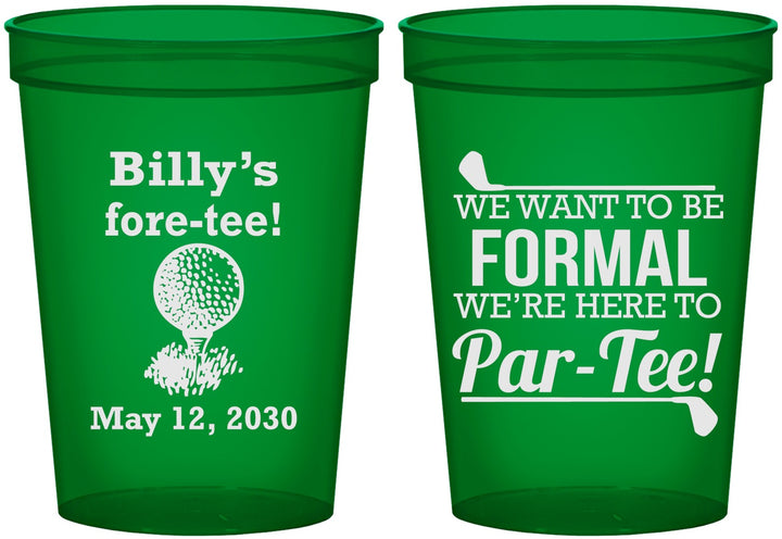 Custom Birthday 16 oz Translucent Cups - 40th Golf | 20134