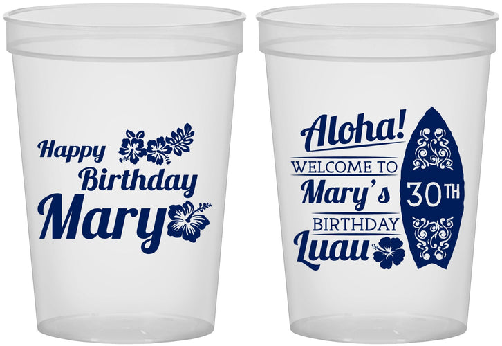 Custom Birthday 16 oz Translucent Cups - 30th Hawaii | 20136