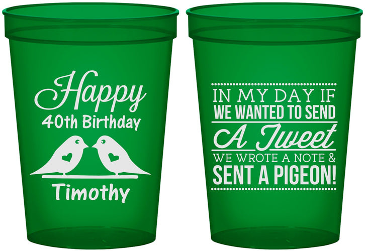 Custom Birthday 16 oz Translucent Cups - 40th | 20139