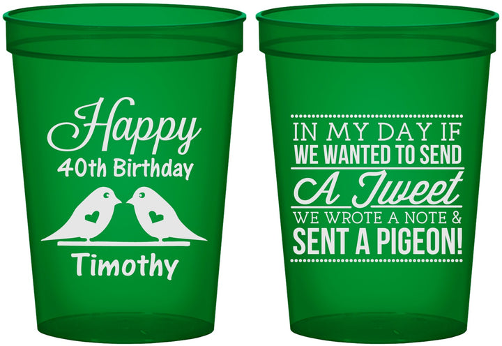 Custom Birthday 16 oz Translucent Cups - 40th | 20139