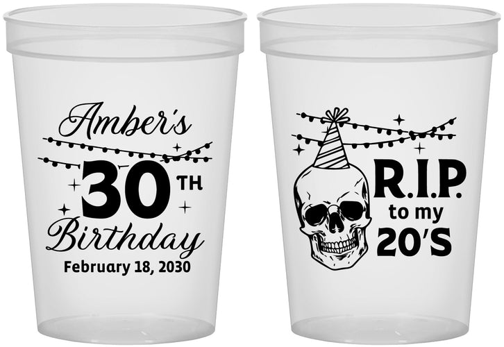 Custom Birthday 16 oz Translucent Cups - 30th Rip 20 | 20140