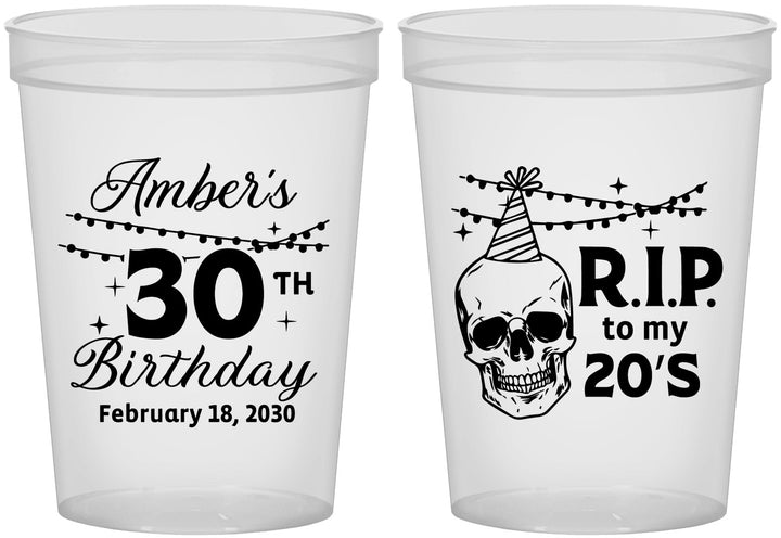 Custom Birthday 16 oz Translucent Cups - 30th Rip 20 | 20140