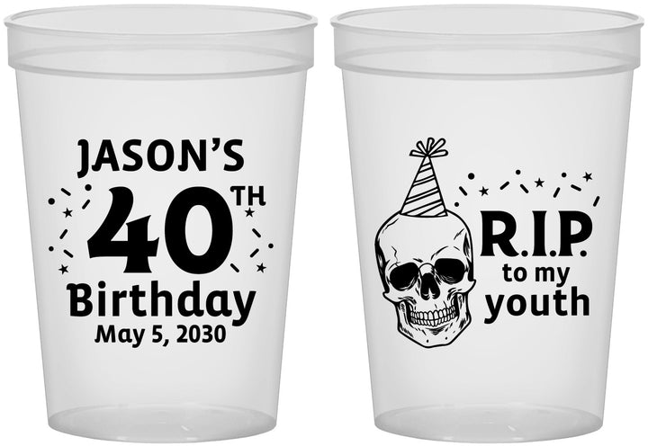 Custom Birthday 16 oz Translucent Cups - 40th Rip Youth | 20141