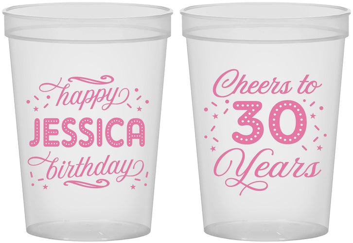 Custom Birthday 16 oz Translucent Cups - Cheers To 30 Years | 20142