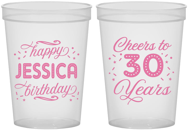 Custom Birthday 16 oz Translucent Cups - Cheers To 30 Years | 20142