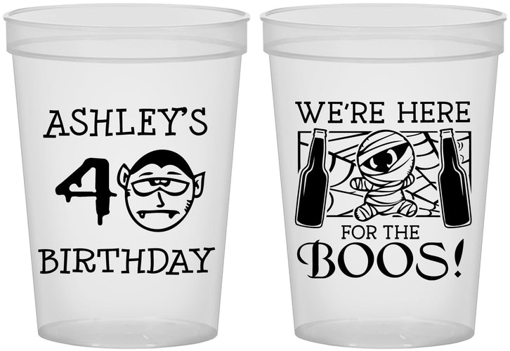 Custom Birthday 16 oz Translucent Cups - 40th Halloween | 20145