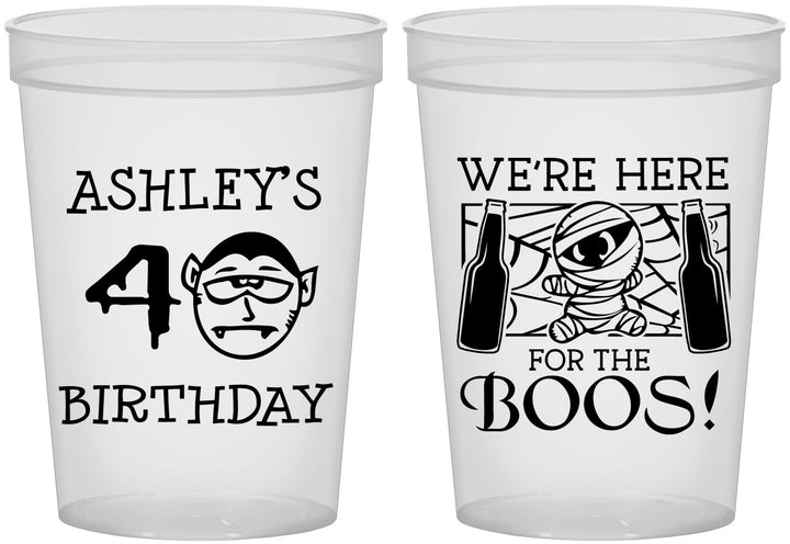 Custom Birthday 16 oz Translucent Cups - 40th Halloween | 20145