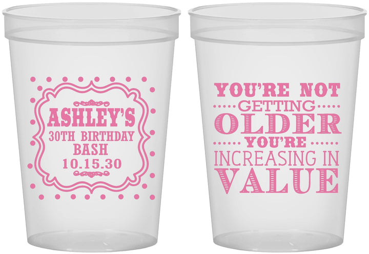 Custom Birthday 16 oz Translucent Cups - 30th | 20149