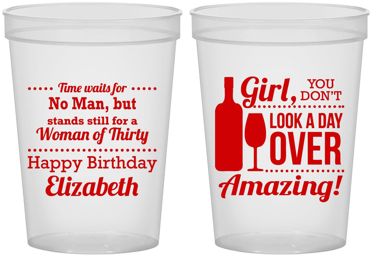 Custom Birthday 16 oz Translucent Cups - Look A Day Over Amazing | 20150