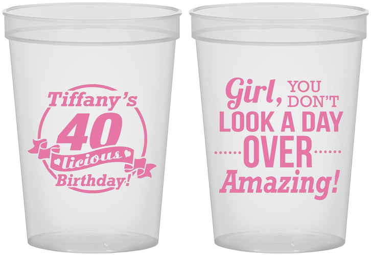 Custom Birthday 16 oz Translucent Cups - 40th | 20153