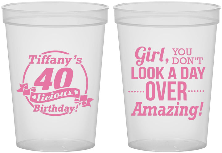 Custom Birthday 16 oz Translucent Cups - 40th | 20153