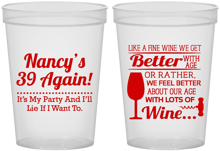 Custom Birthday 16 oz Translucent Cups - 40th Wine | 20154