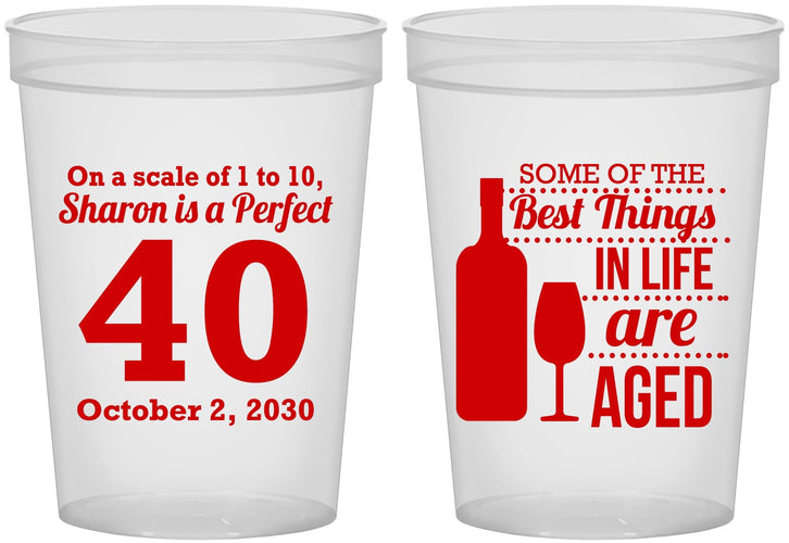 Custom Birthday 16 oz Translucent Cups - 40th Wine | 20155