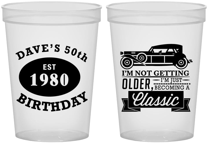 Custom Birthday 16 oz Translucent Cups - 50th Classic Car | 20156