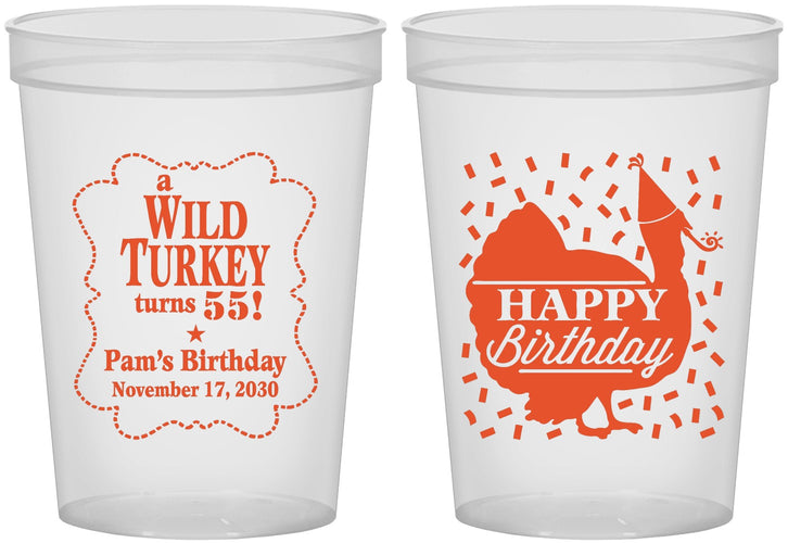 Custom Birthday 16 oz Translucent Cups - 55th Wild Turkey | 20159