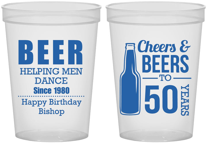 Custom Birthday 16 oz Translucent Cups - Cheers Beers To 50 Years | 20160
