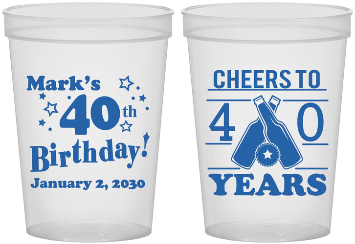 Custom Birthday 16 oz Translucent Cups - Cheers To 40 Years | 20162