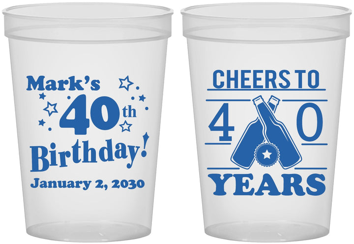 Custom Birthday 16 oz Translucent Cups - Cheers To 40 Years | 20162