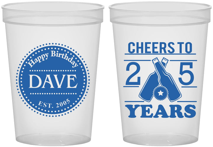Custom Birthday 16 oz Translucent Cups - Cheers To 25 Years | 20164