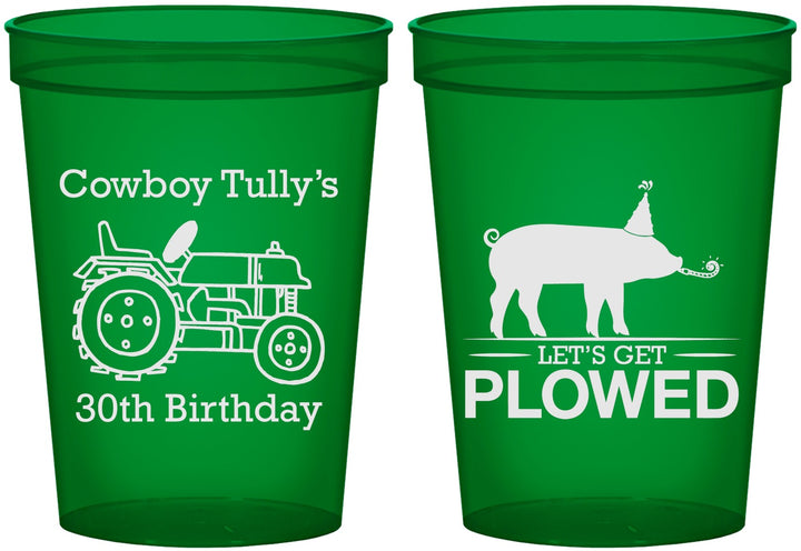 Custom Birthday 16 oz Translucent Cups - 30th Get Plowed | 20166