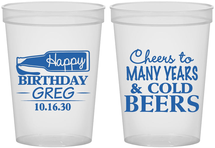 Custom Birthday 16 oz Translucent Cups - Cheers To Many Years | 20167
