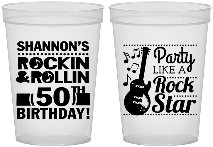 Custom Birthday 16 oz Translucent Cups - 50th Rock Star | 20173