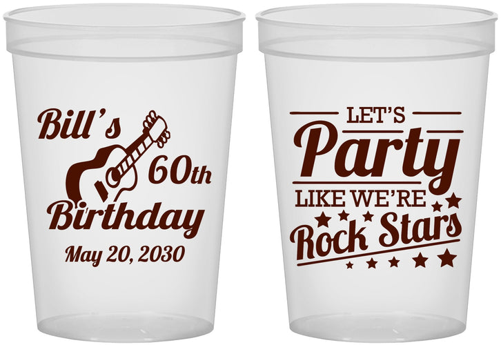 Custom Birthday 16 oz Translucent Cups - 60th Rock Star | 20174