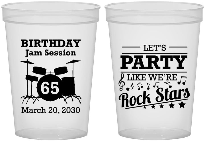 Custom Birthday 16 oz Translucent Cups - 65th Rock Star | 20175