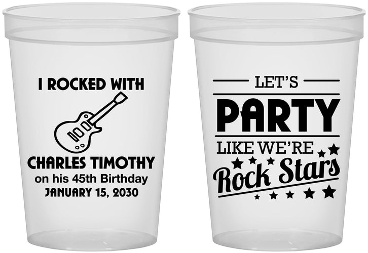 Custom Birthday 16 oz Translucent Cups - 45th Rock Star | 20176