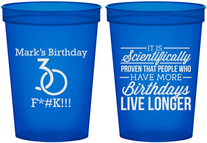 Custom Birthday 16 oz Translucent Cups - 30th | 20181